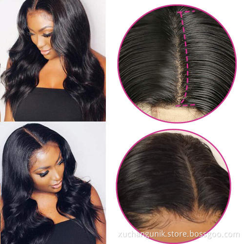 Uniky 200 density hd lace wig 13x6 pre plucked bleached knots human hair bodywave wig natural 40 inch wig human hair lace front